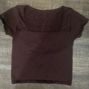 Brown square neck crop top